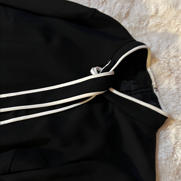 J. Crew Black Blouse with White Trim and bow at collar. - Picture 9 of 11